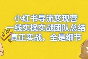 （6441期）小红书导流变现营，一线实战团队总结，真正实战，全是细节，全平台适用