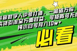 （8095期）最新抖音数字人IP号打造，一周破万粉，收徒卖课卖货引流全方面收益，可…