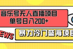 (8300期)音乐号无人直播项目,单号日入200+ 妥妥暴力蓝海项目 最主要是小白也可操作