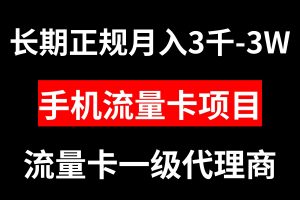 (8311期)手机流量卡代理月入3000-3W长期正规项目