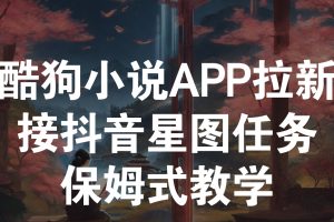酷狗小说APP拉新，接抖音星图任务，保姆式教学