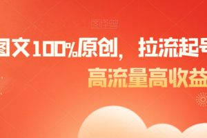 爆款图文100%原创，拉流起号，高流量高收益【揭秘】