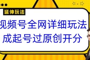 视频号全网最详细玩法，起号过原创开分成
