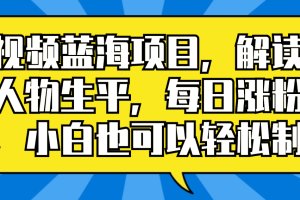 中视频蓝海项目，解读英雄人物生平，每日涨粉上万，小白也可以轻松制作