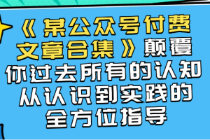 《某公众号付费文章合集》颠覆你过去所有的认知 从认识到实践的全方位指导