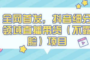 全网首发，抖音细分领域直播带货（不露脸）项目
