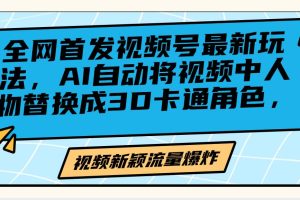 全网首发视频号最新玩法，AI自动将视频中人物替换成3D卡通角色，视频新颖流量爆炸