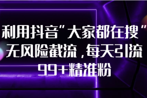 利用抖音“大家都在搜”无风险截流，每天引流99+精准粉