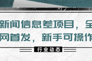 新闻信息差项目，全网首发，新手可操作