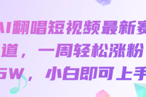 AI翻唱短视频最新赛道，一周轻松涨粉5W，小白即可上手