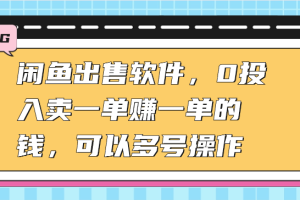 闲鱼出售软件，0投入卖一单赚一单的钱，可以多号操作