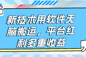 新技术用软件无脑搬运，平台红利多重收益