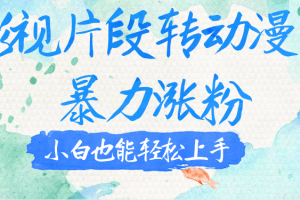 影视片段转动漫，暴力涨粉，傻瓜式操作，小白也能轻松上手