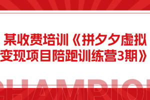 某收费培训《拼夕夕虚拟变现项目陪跑训练营3期》