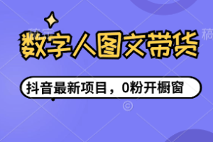 抖音最新项目，0粉开橱窗，数字人图文带货，流量爆炸