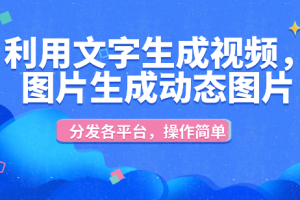 利用文字生成视频，图片生成动态图片，分发各平台赚取收益，操作简单。