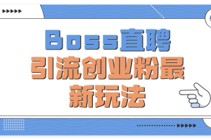 Boss直聘引流创业粉最新玩法日引100+创业粉【揭秘】