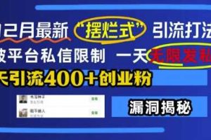 12月最新“摆烂式”引流打法，突破平台私信限制，一天无限发私信